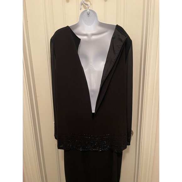 Cameron Blake Black Evening Gown With Beaded Jacket By Mon Cheri Women’s Size 16 - Picture 4 of 16